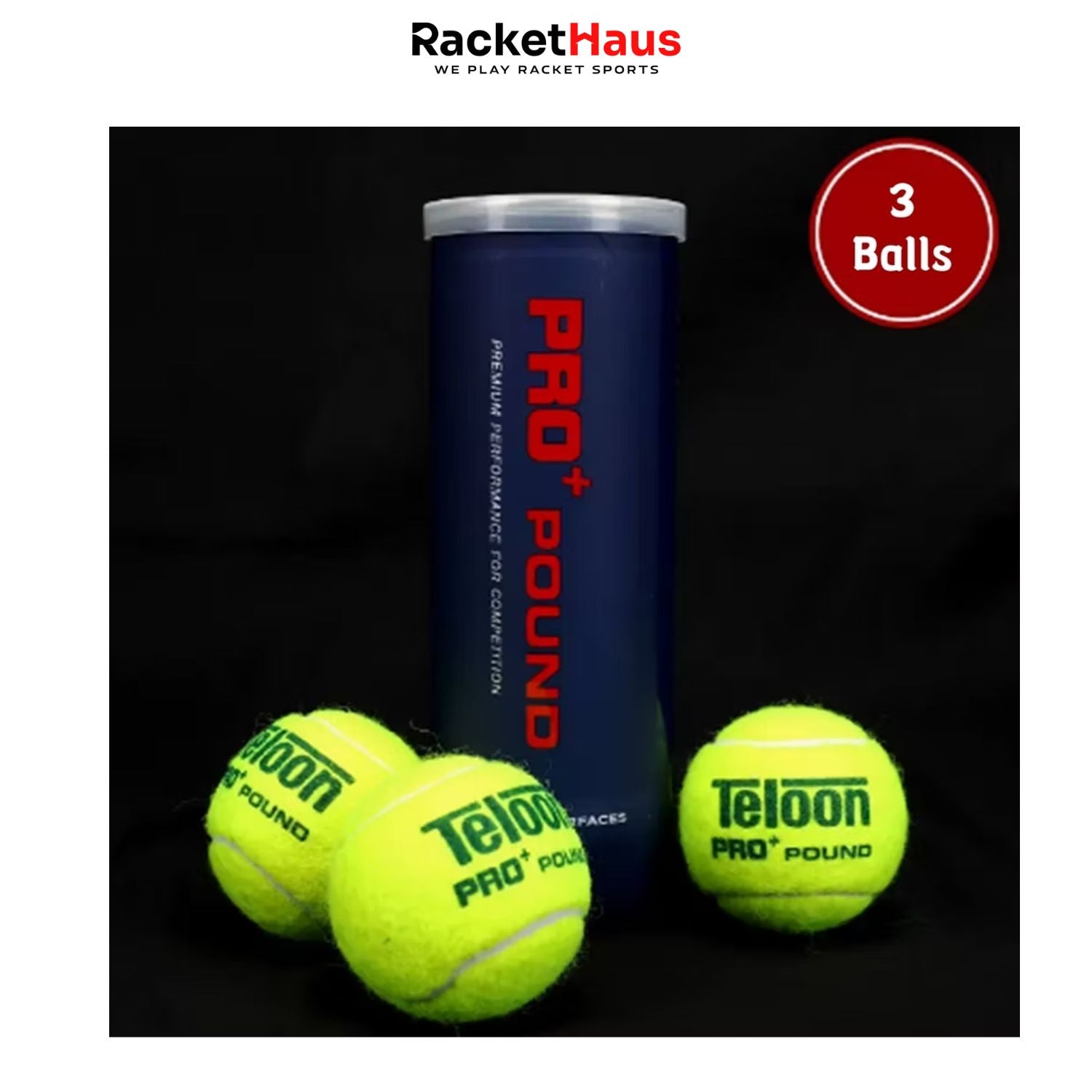 Teloon Pound Pro+ 3 Tennis Balls (STA Official | ITF Approved)